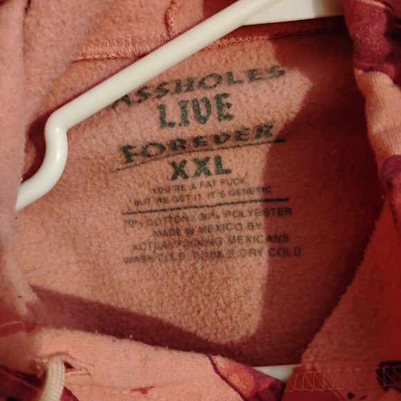 Men's Pink XXL Psychedelic Camo Assholes Live Forever Hoodie Pants Listed Too! - Picture 3 of 5